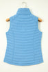 Plush Collared Quilted Zipped Puffer Vest